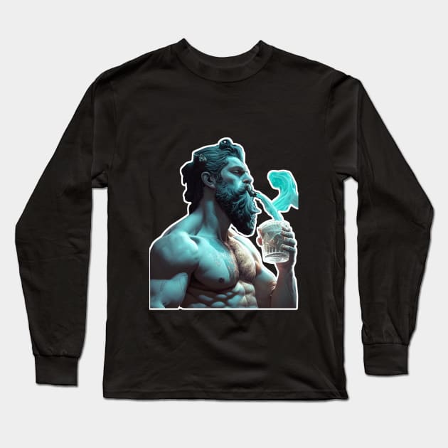 Raise a Toast to the Gods: Zeus Chugging T-Shirt Long Sleeve T-Shirt by Phantom Troupe